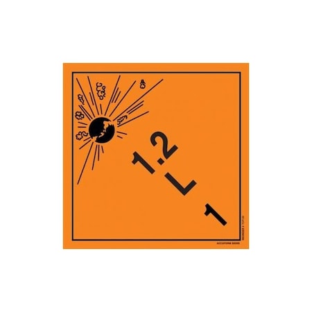Accuform TDG PLACARD CLASS 1 273MM X 273MM TCP129MG10 TCP129MG10